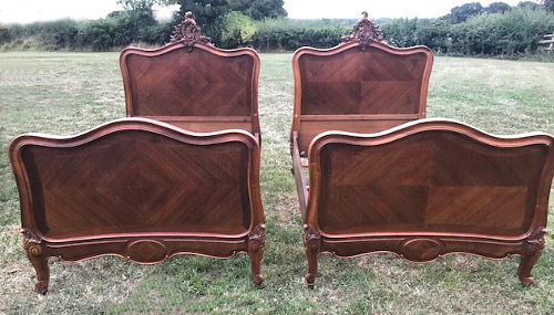 french antiuqe pair of rococo beds